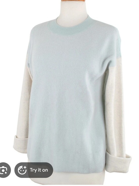Club Monaco Sweaters - Nwt Club Monaco 349$ Arya Cashmere Light Blue Cream Colorblock Sweater Y2K Lux